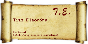 Titz Eleonóra névjegykártya